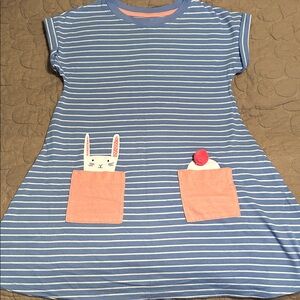 Cat & Jack Blue and Pink Striped Kids Dress with bunny detail